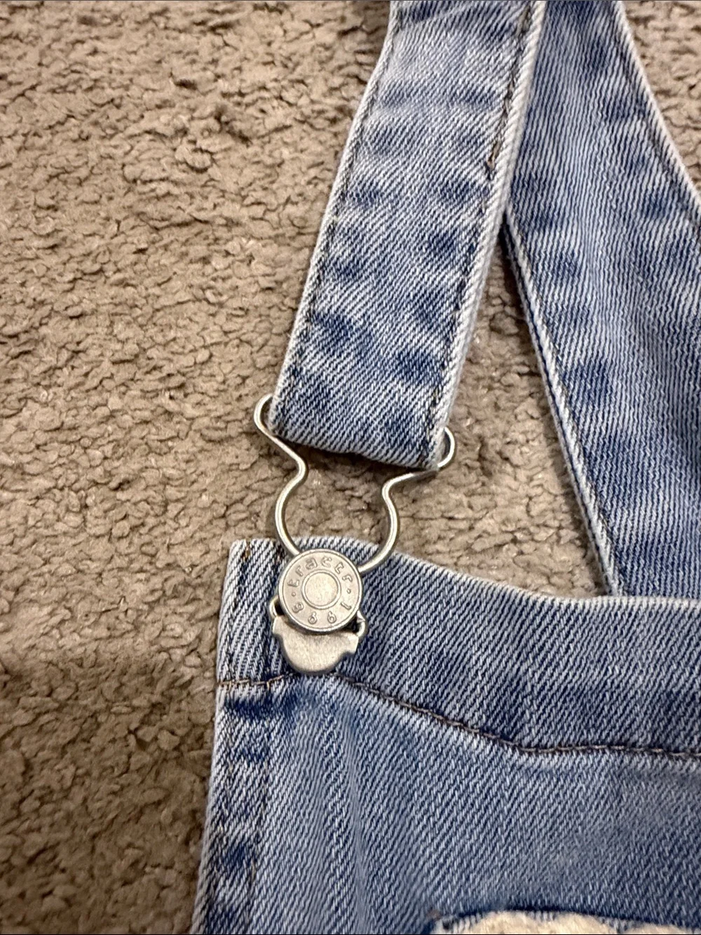 Tractr Light Blue Denim Crochet Accent Short Overalls